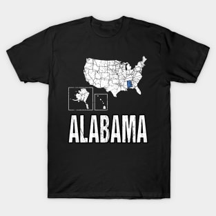 Vintage Alabama Map T-Shirt